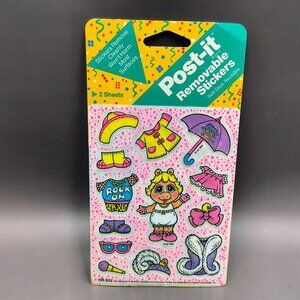 Muppet Babies Post-It Removeable Stickers Baby Miss Piggy Doll with Clothes 1990